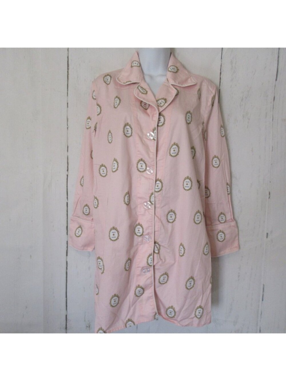 Toss Designs Nightgown S M Press For Champagne Print Night Shirt 100% Cotton‎